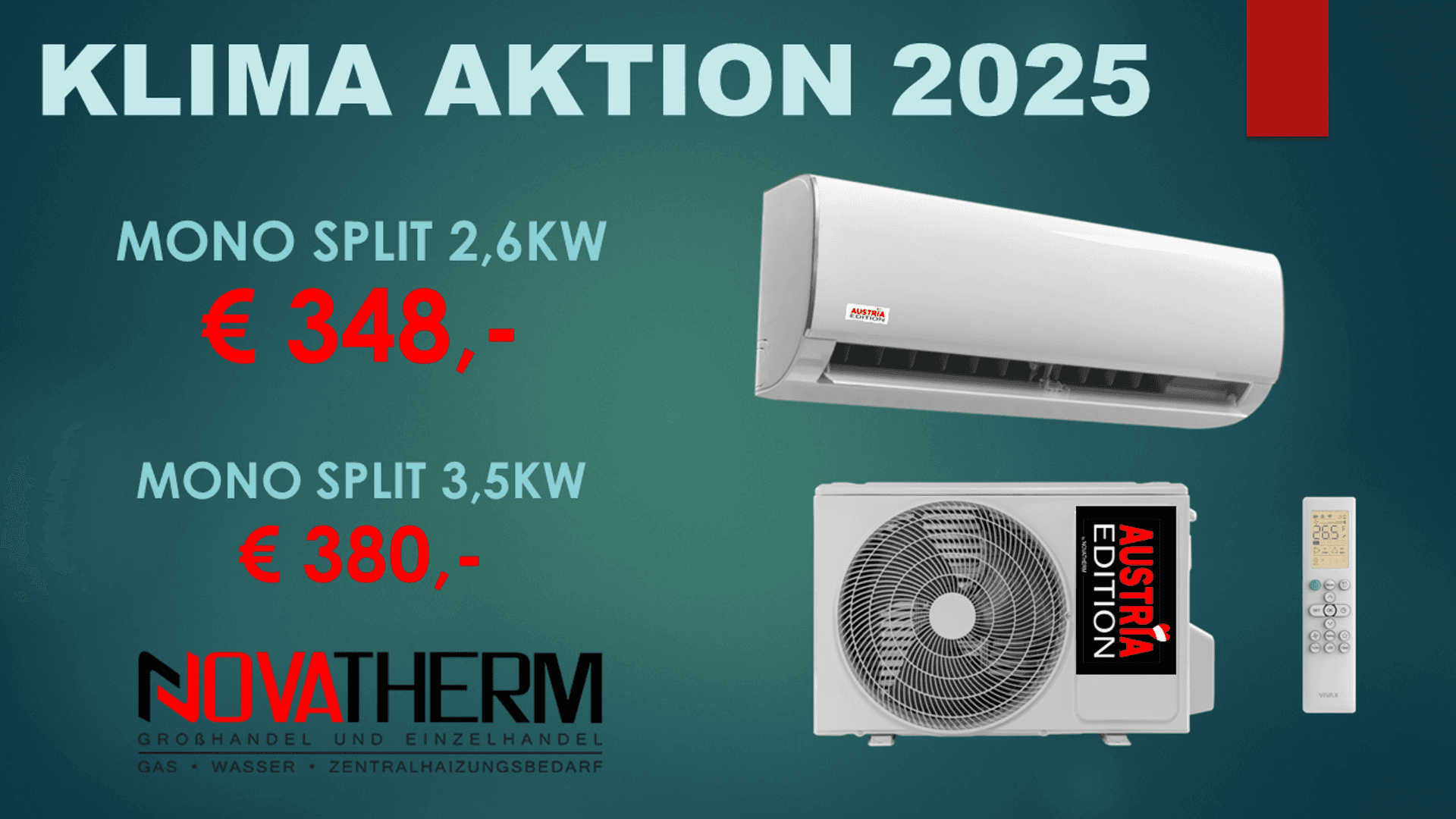 Klima Aktion 2025 — Mono Split ab € 348,-