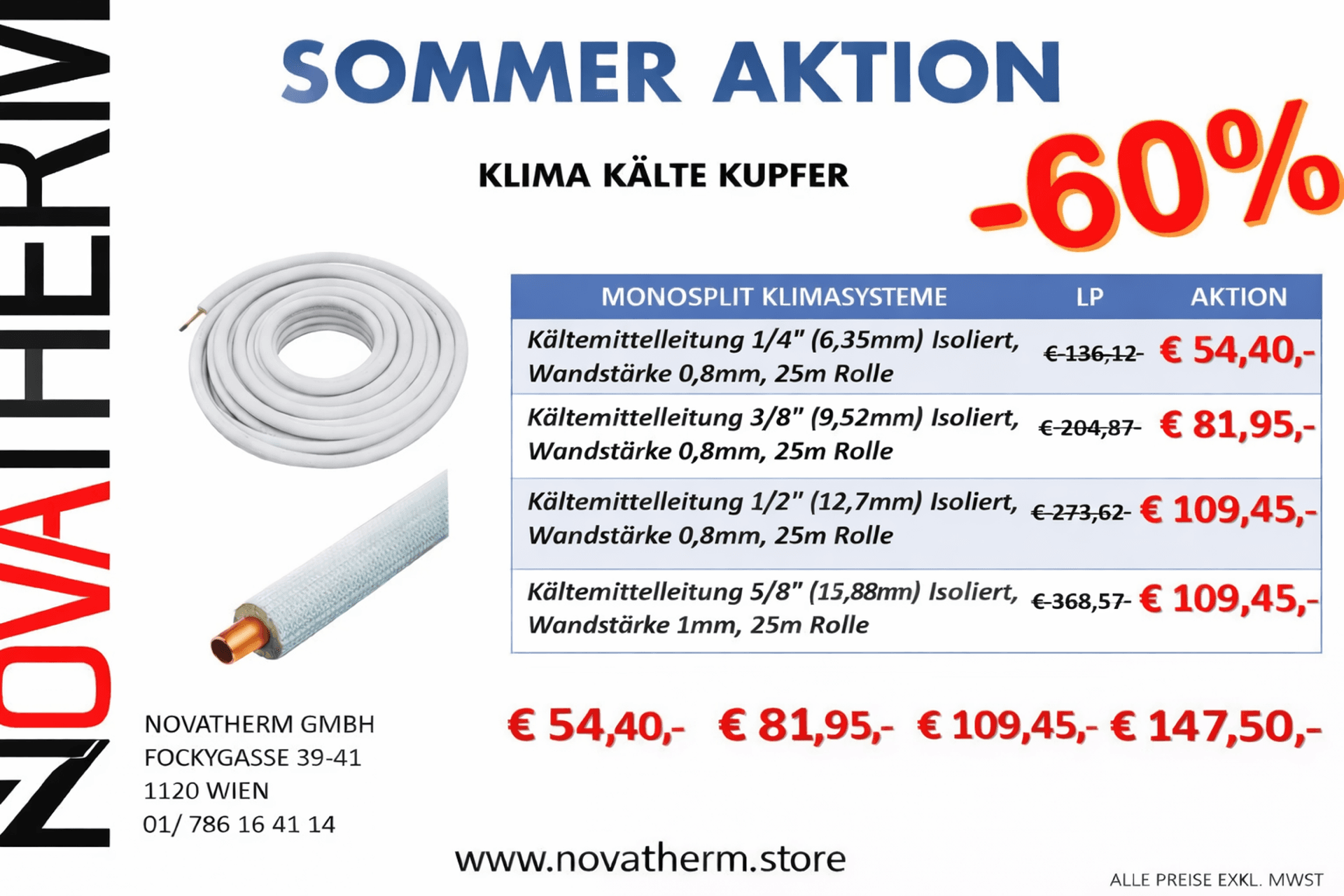 Sommer Aktion — Klima Kälte Kupfer -60%
