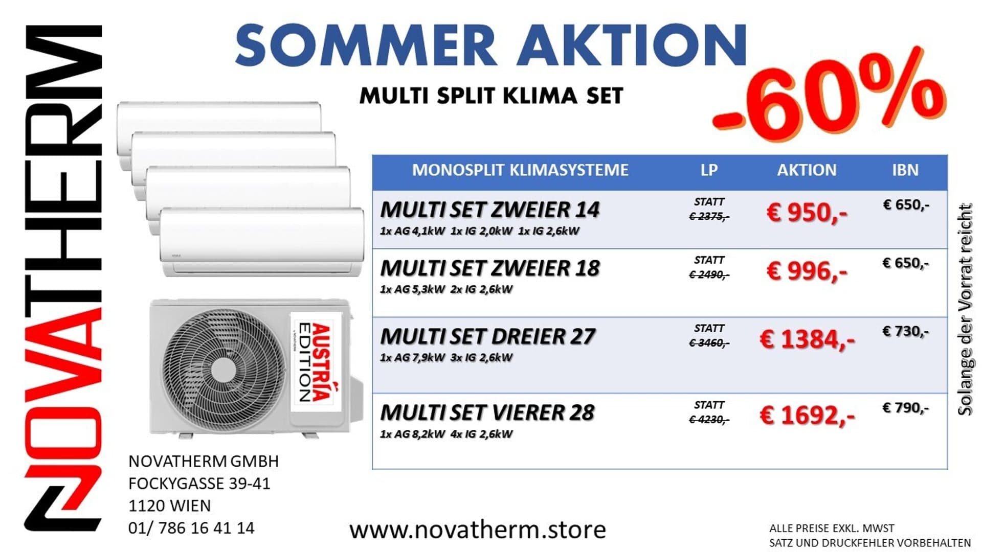 Sommer Aktion — Multi Split Klima Set -60%